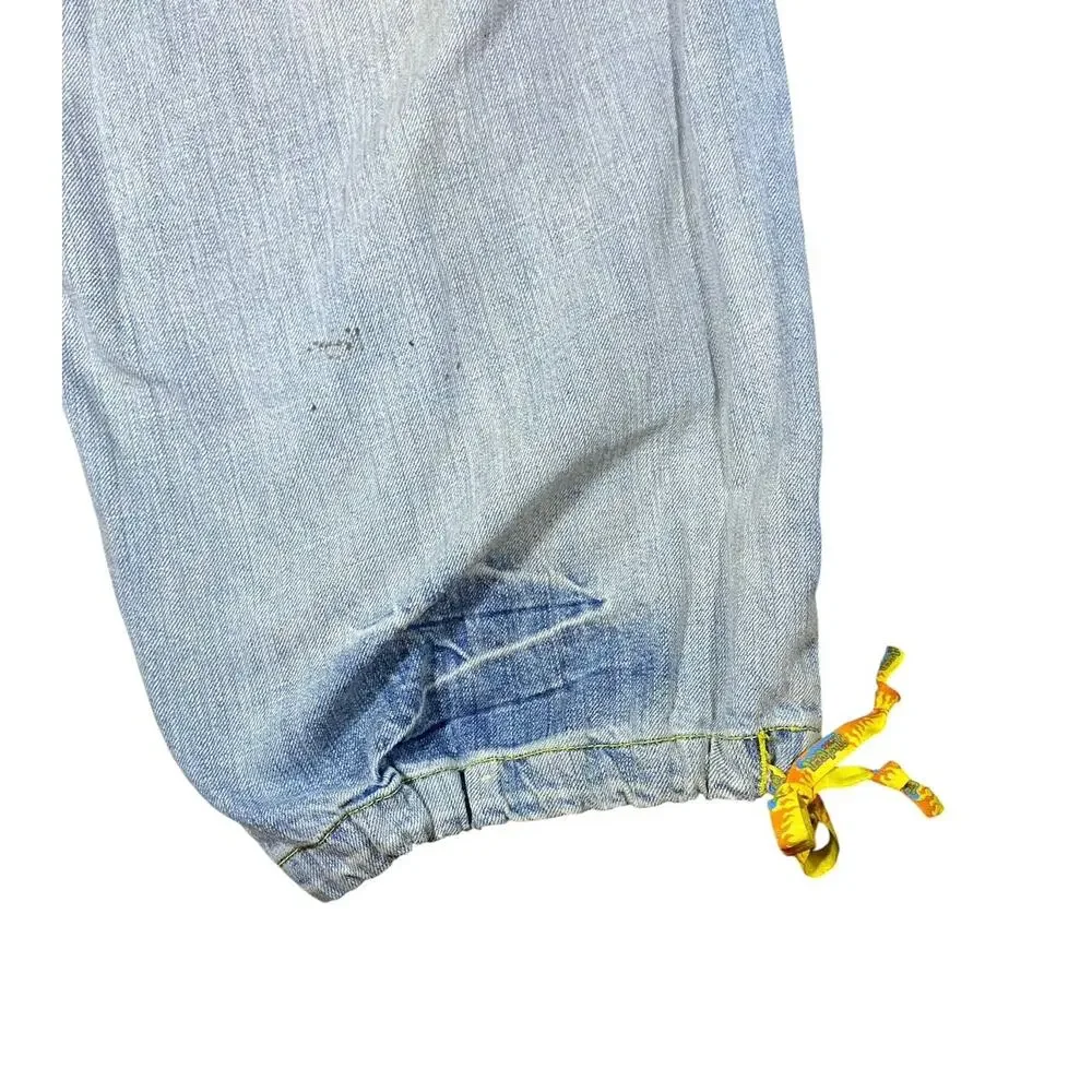 Y2K Miskeen Sandblast Embroidered Cropped Cinch Pants - 34